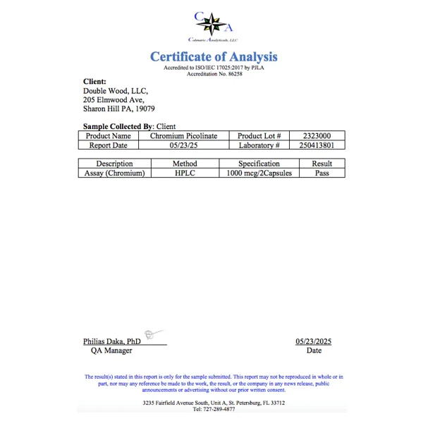Double Wood Chromium Picolinate 1000 Mcg 300 Kapsül - Görsel 5