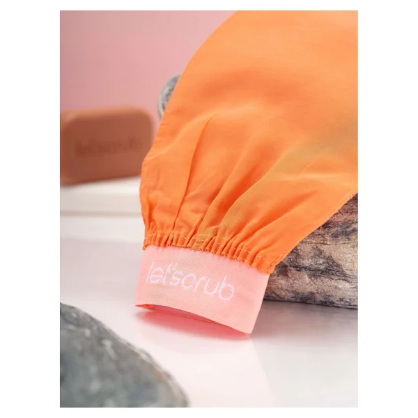 Let'scrub Yavruağzı Lastikli Banyo Duş Kesesi Peeling Eldiveni %100 Floş Ipek Hassas Ciltler Için - Görsel 4