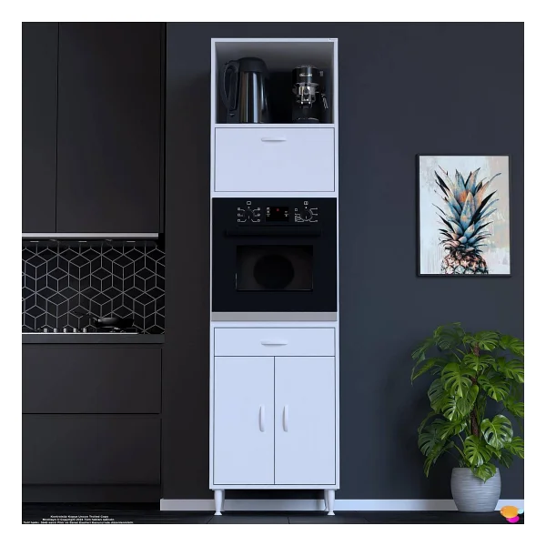 Modilayn Jolly Ankastre Dolap (60X239.7x56 Cm): 1 Çekmece, 3 Kapak, 4 Göz Raflı Mutfak, Kiler Dolabı - Görsel 10