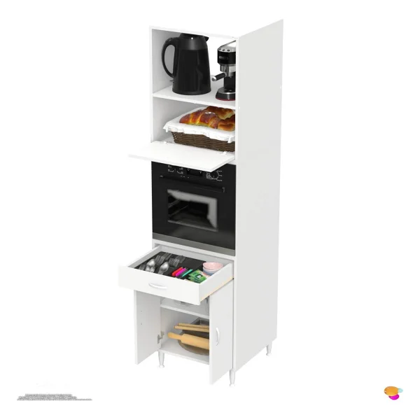 Modilayn Jolly Ankastre Dolap (60X239.7x56 Cm): 1 Çekmece, 3 Kapak, 4 Göz Raflı Mutfak, Kiler Dolabı - Görsel 5