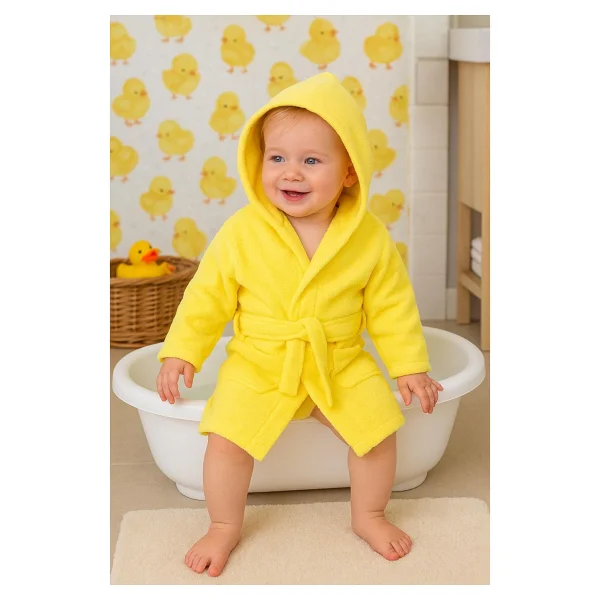 Ender Home Cottonverse Bebek & Çocuk Kapşonlu Bornoz - %100 Pamuk, Unisex - 0 - 2 Yaş - Yeşil - Görsel 8