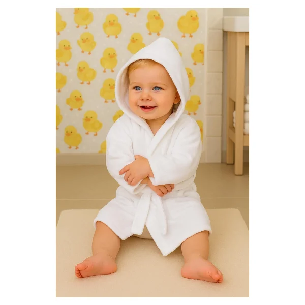 Ender Home Cottonverse Bebek & Çocuk Kapşonlu Bornoz - %100 Pamuk, Unisex - 0 - 2 Yaş - Yeşil - Görsel 5