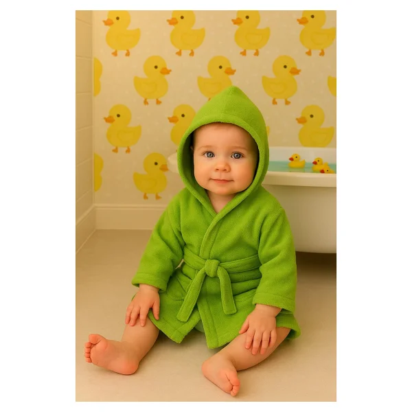 Ender Home Cottonverse Bebek & Çocuk Kapşonlu Bornoz - %100 Pamuk, Unisex - 0 - 2 Yaş - Yeşil - Görsel 2