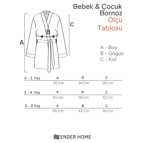 Ender Home Cottonverse Bebek & Çocuk Kapşonlu Bornoz - %100 Pamuk, Unisex - 0 - 2 Yaş - Yeşil - Görsel 4