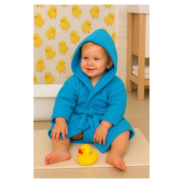 Ender Home Cottonverse Bebek & Çocuk Kapşonlu Bornoz - %100 Pamuk, Unisex - 0 - 2 Yaş - Yeşil - Görsel 9