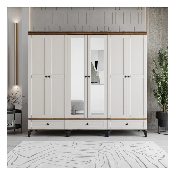 Monzıo Silva 6 Kapaklı Çekmeceli Gardırop Tamamı Mdf (Antrasit) - Görsel 8