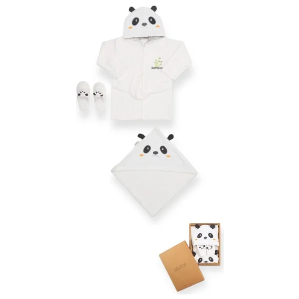 Bebitof 30037 Panda Desenli Bebek Bornoz Seti - Görsel 2