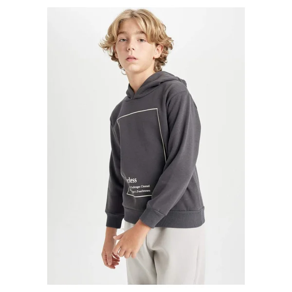 Defacto Erkek Çocuk Antrasit Kapüşonlu Baskılı Sweatshirt D3095a824au - Görsel 7