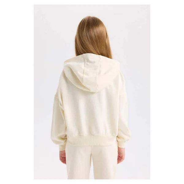 Defacto Kız Çocuk Ekru Oversize Geniş Kalıp Kapüşonlu Baskılı Sweatshirt D7041a824wn - Görsel 6