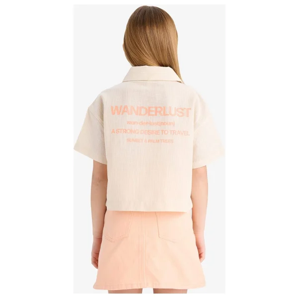 Defacto %100 Pamuk Cropped Fit Sırt Baskılı Kısa Kollu Gömlek Kız Çocuk E4258a825sm - Görsel 6