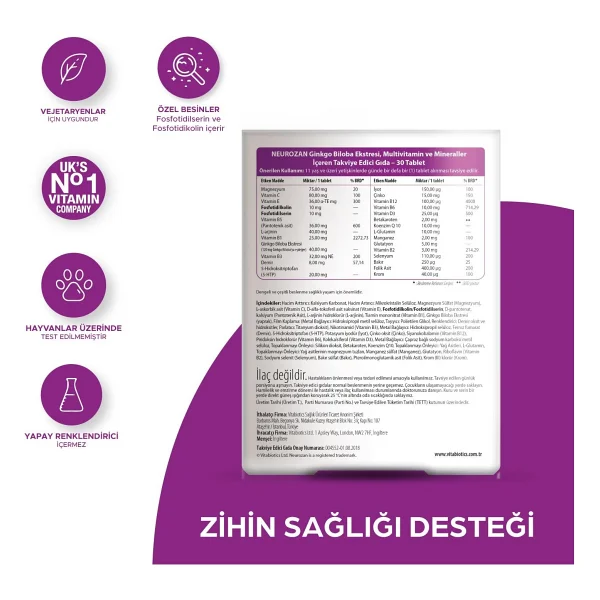 Vitabiotics Neurozan 30 Tablet - Görsel 6