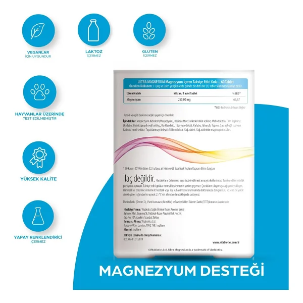 Vitabiotics Ultra Magnesium 60 Tablet - Görsel 2
