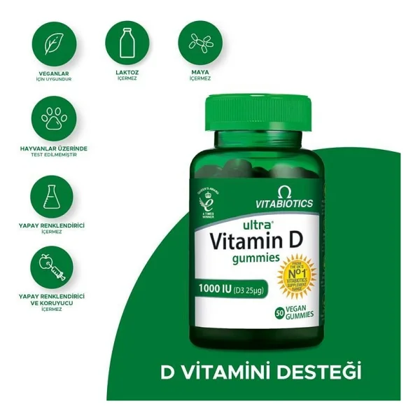 Vitabiotics Ultra Vitamin D Gummies 1000 IU 50 Kapsül - Görsel 3