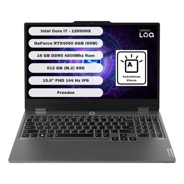 Lenovo Loq 15ıax9e 83lk002vtr İ7-12650hx 16 GB 512 GB Rtx4050 15.6" Full HD Gaming Laptop - Görsel 10