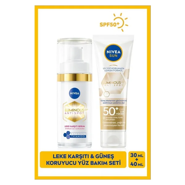 Nivea Luminous630 Güneş Koruyucu Yüz Kremi 40ml, Leke Karşıtı Cilt Bakım Serumu 30ml, Seyahat Seti Hediye - Görsel 2