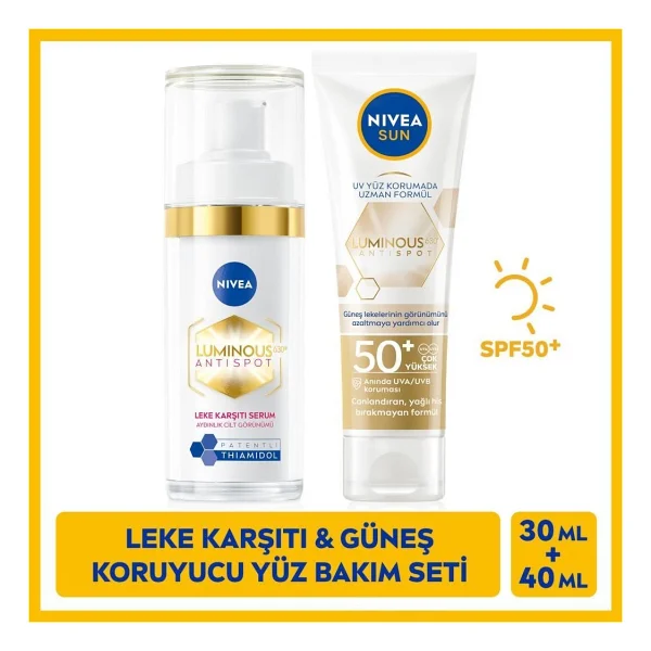 Nivea Luminous630 Güneş Koruyucu Yüz Kremi 40ml, Leke Karşıtı Cilt Bakım Serumu 30ml, Seyahat Seti Hediye - Görsel 3