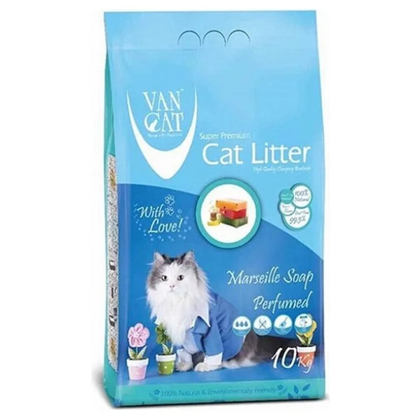 Vancat Marsilya Sabunu Kokulu 10 Kg/11.8 Lt 2'li İnce Taneli Bentonit Kedi Kumu - Görsel 3