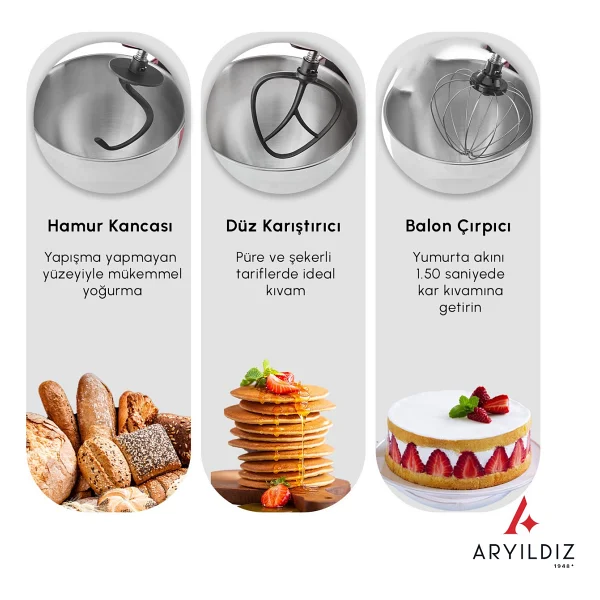 Aryıldız Power Chef XXL 2000 W 10 Lt Stand Mikser - Görsel 3