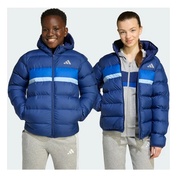 Adidas Synthetic Down Jw2453-Jl7431 Kapüşonlu Lacivert Çocuk Şişme Mont - Görsel 2