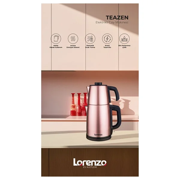Lorenzo Teazen 2in1 LRZ-1022 Rosie Çelik Çay Makinesi - Görsel 2