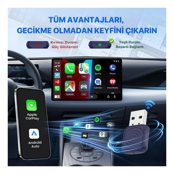 Carlinkit Mini Ultra 2025 Kablosuz Carplay & Android Auto Adaptörü Kablolu Sistemi Kablosuza Çevir Tüm Telefonlar İle Uyumlu - Görsel 3