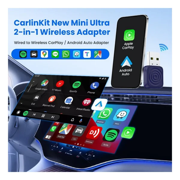 Carlinkit Mini Ultra 2025 Kablosuz Carplay & Android Auto Adaptörü Kablolu Sistemi Kablosuza Çevir Tüm Telefonlar İle Uyumlu - Görsel 2
