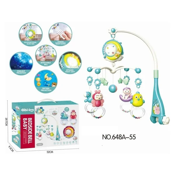 Vardem Bıb-648a-55 Işıklı Müzikli Kumandalı Mavi Bebek Dönencesi - Görsel 2