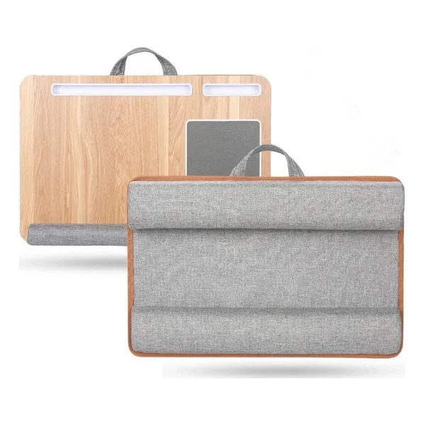 Hodbehod Portatif Laptop Sehpası Tablet Bölmeli Yastıklı Notebook Masası - Y: 24 Cm D: 35 Cm G: 55 Cm - Meşe - Görsel 6