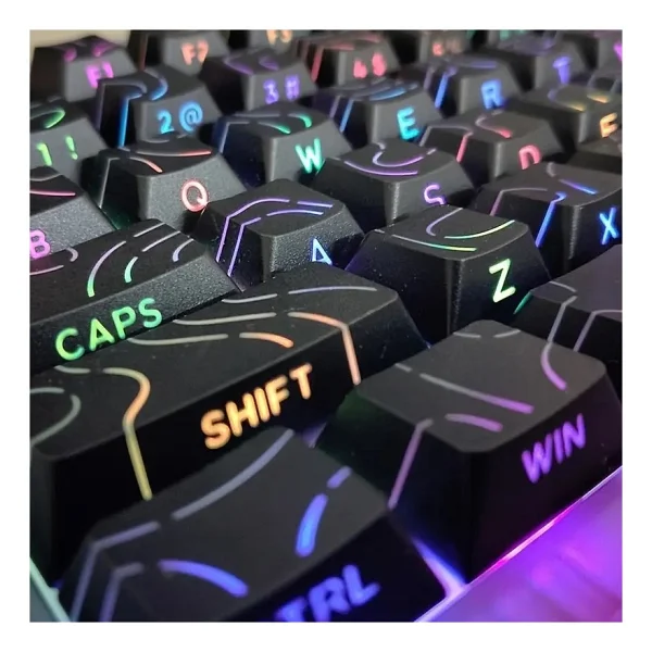 Leaven Mekanik Klavye Kontur Keycaps Seti- 97 Tuş Şeffaf RGB Uyumlu Çizgili Tuş Takımıı - Beyaz - Siyah - Görsel 4