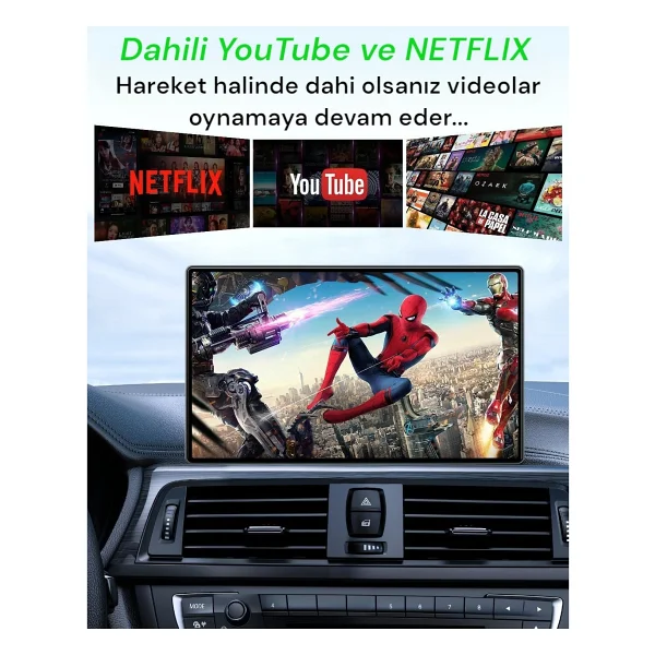 Getalink Yeni Nesil 3in1 Carplay AI Box Youtube,Netflix,GPS,Hareket Halinde Video İzleme - Siyah - Görsel 3