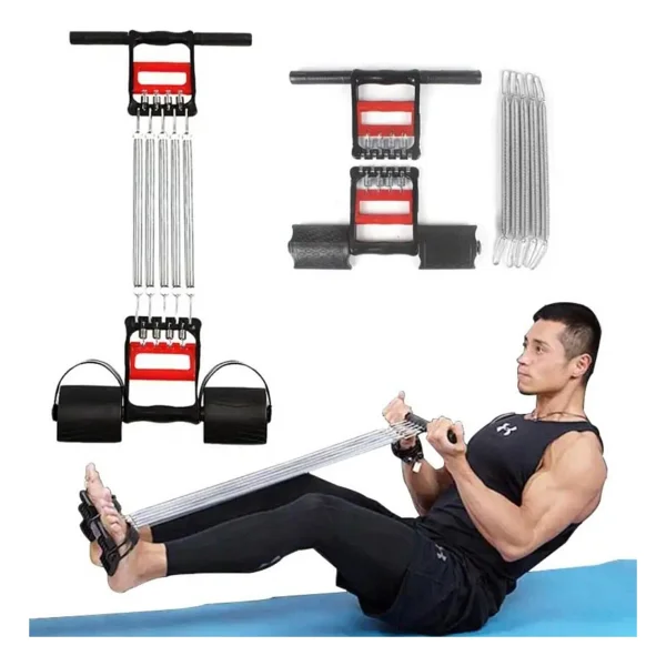 Renkli 5 Dirençli Çelik Yay Spor Aleti El, Ayak Ve Göğüs Egzersiz Seti - Açık Beyaz - Gri - Seçenek 1 - Görsel 8