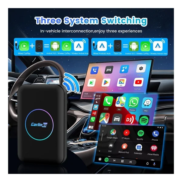 Carlinkit 3in1 Kablosuz Carplay & Android Auto Smart Box 4gb/32gb Netflix & Youtube Destekli Trafikte Futbol Izle Çocuklar Için Çizgi Film Izle - Görsel 4