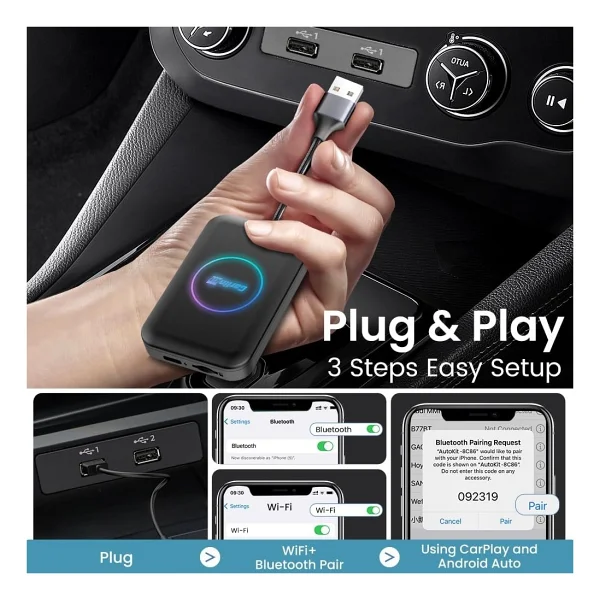 Carlinkit 3in1 Kablosuz Carplay & Android Auto Smart Box 4gb/32gb Netflix & Youtube Destekli Trafikte Futbol Izle Çocuklar Için Çizgi Film Izle - Görsel 6