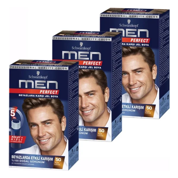 Men Perfect 50 Açık Kahve 3 Adet Erkek Saç Boyası - Görsel 3