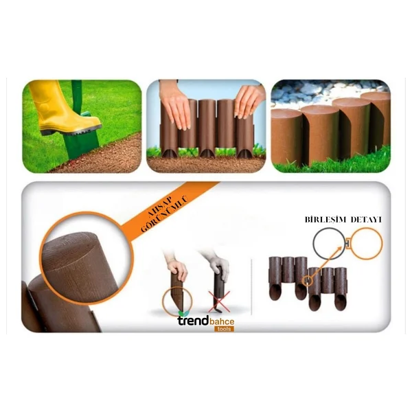 Trend Bahçe Plastik Çim Bordürü 2.3 Metre Çim Ayırıcı Yeşil - Görsel 3