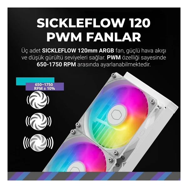 Cooler Master Masterliquid Ml360l Mlw-D36m-A18pz-Rw Beyaz Argb 360 Mm İşlemci Sıvı Soğutucu - Görsel 7
