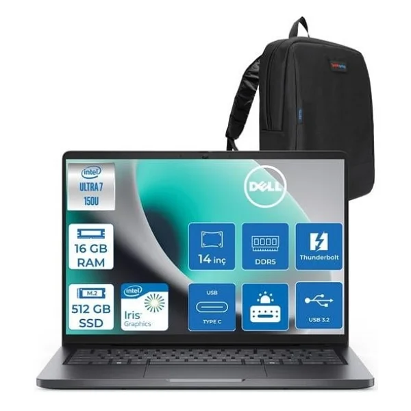 Dell Pro 14 Pc14250150 Core 7 150u 16 GB 512 GB SSD Intel Graphics 14" Wuxga Notebook - Görsel 6