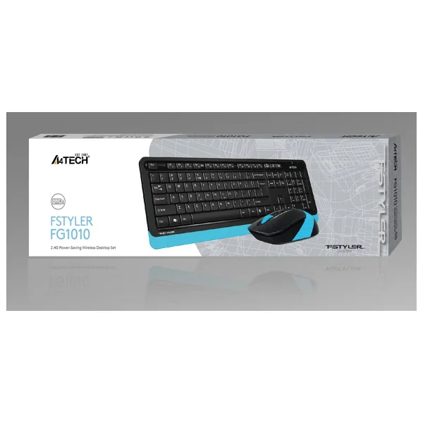 A4 Tech Fg1010 Siyah-Mavi Q Kablosuz Klavye Mouse Seti - Görsel 6