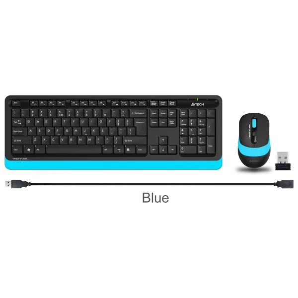 A4 Tech Fg1010 Siyah-Mavi Q Kablosuz Klavye Mouse Seti - Görsel 2