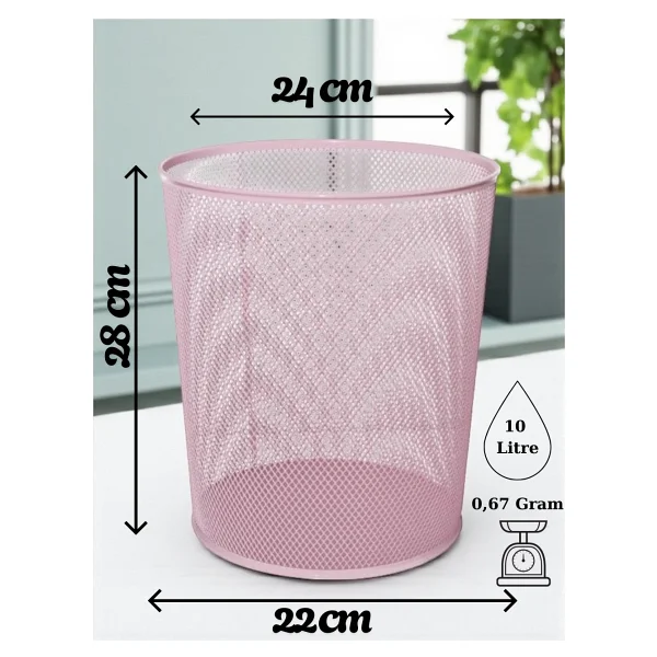 Need Tam Delikli Metal Fileli Toz Pembe Çöp Kovası - Nd-1044 - Standart - Görsel 8