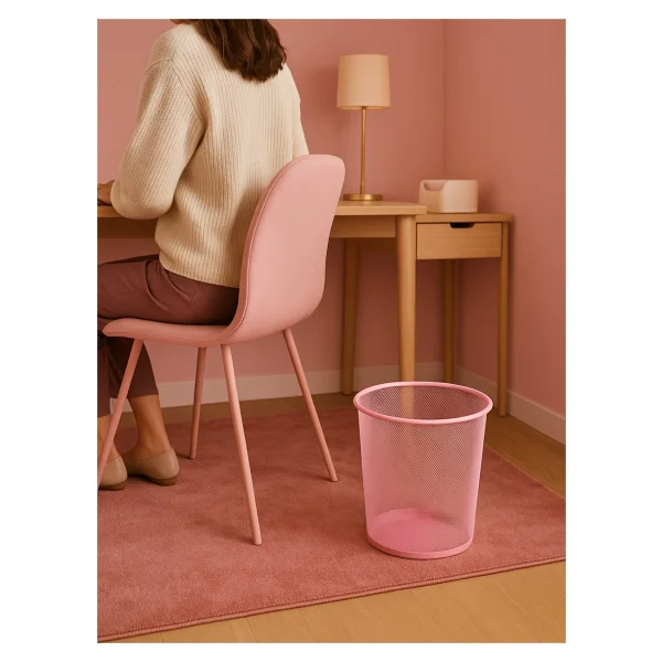 Need Tam Delikli Metal Fileli Toz Pembe Çöp Kovası - Nd-1044 - Standart - Görsel 5