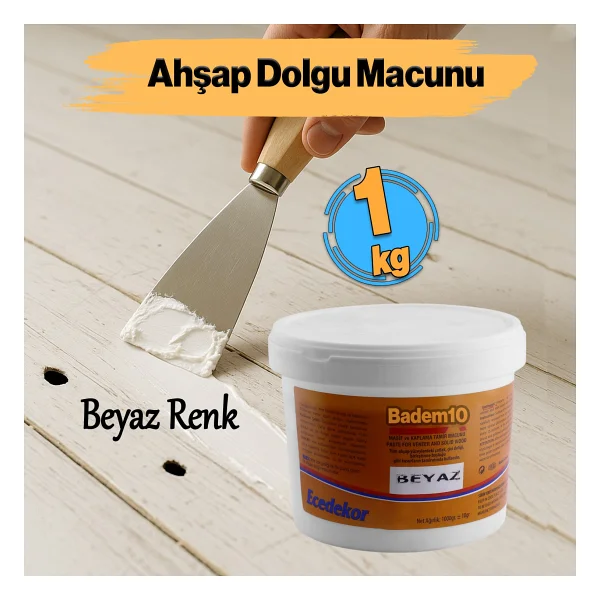 Ahşap Parke Çizik Giderici Masif Kaplama Beyaz Renk 1 Kg Tamir Dolgu Boşluk Doldurucu Onarım Macunu - Görsel 6