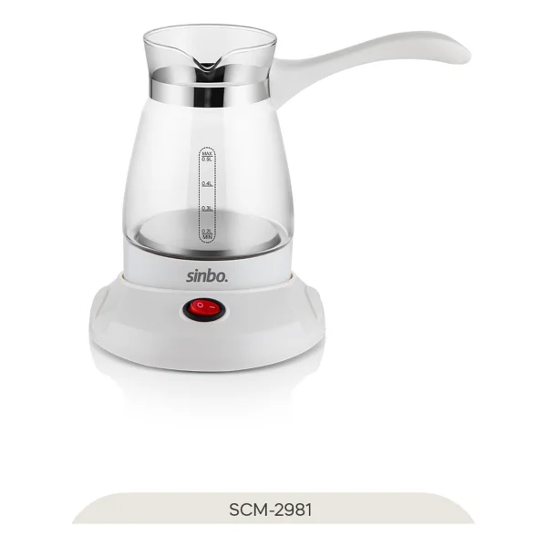 Sinbo Elektrikli Cam Cezve - 500 Ml, 5 Fincan Kapasitesi, Hızlı Kaynatma Özelliği, Isıya Dayanıklı, Şık Beyaz Tasarım - Görsel 5