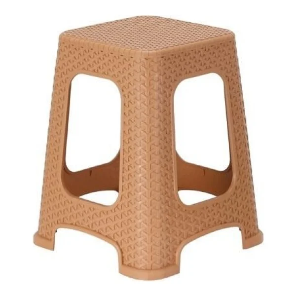 Mandella Sağlam Plastik Star Rattan Büyük Tabure (6 Adet) Kahverengi - Görsel 6