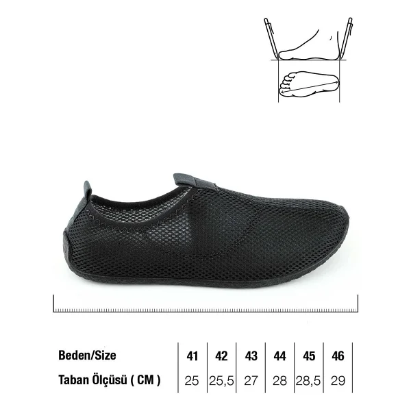 Gezer Yazlık Unisex Pvc Taban Plaj Deniz Havuz Ayakkabı - 00 - Siyah - 45 - Görsel 3