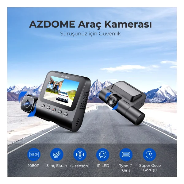 Azdome V600 Full HD Ön Ve Arka Araç Kamerası Seti - Görsel 4