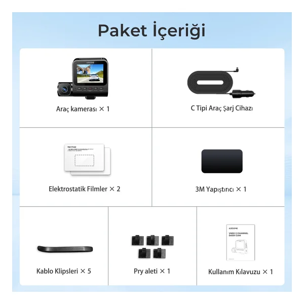 Azdome V600 Full HD Ön Ve Arka Araç Kamerası Seti - Görsel 5