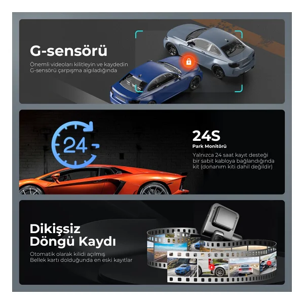 Azdome V600 Full HD Ön Ve Arka Araç Kamerası Seti - Görsel 6
