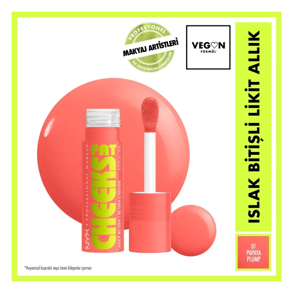 NYX Professional Makeup Islak Bitişli Likit Allık 1 Papaya Plump Taptaze Görünüm ve Kolay Uygulama - Görsel 6