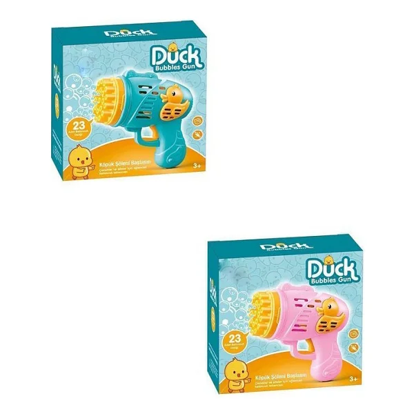 Duck Çok Delikli Pilli Köpük Atan Tabanca Oyuncağı 23 Delikli Bubble Gun (Pembe) - Görsel 3